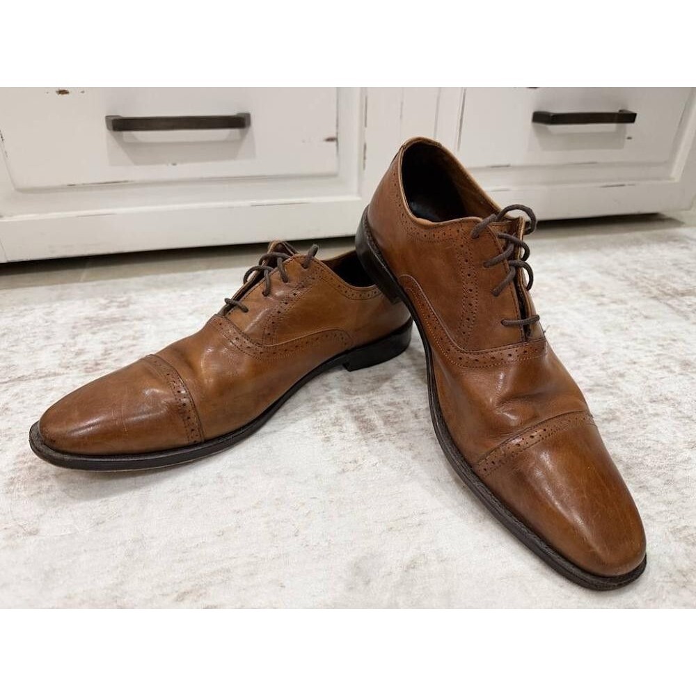 Allen Edmonds Evanston Walnut Leather Cap Toe Oxfords 9.5D Resoled